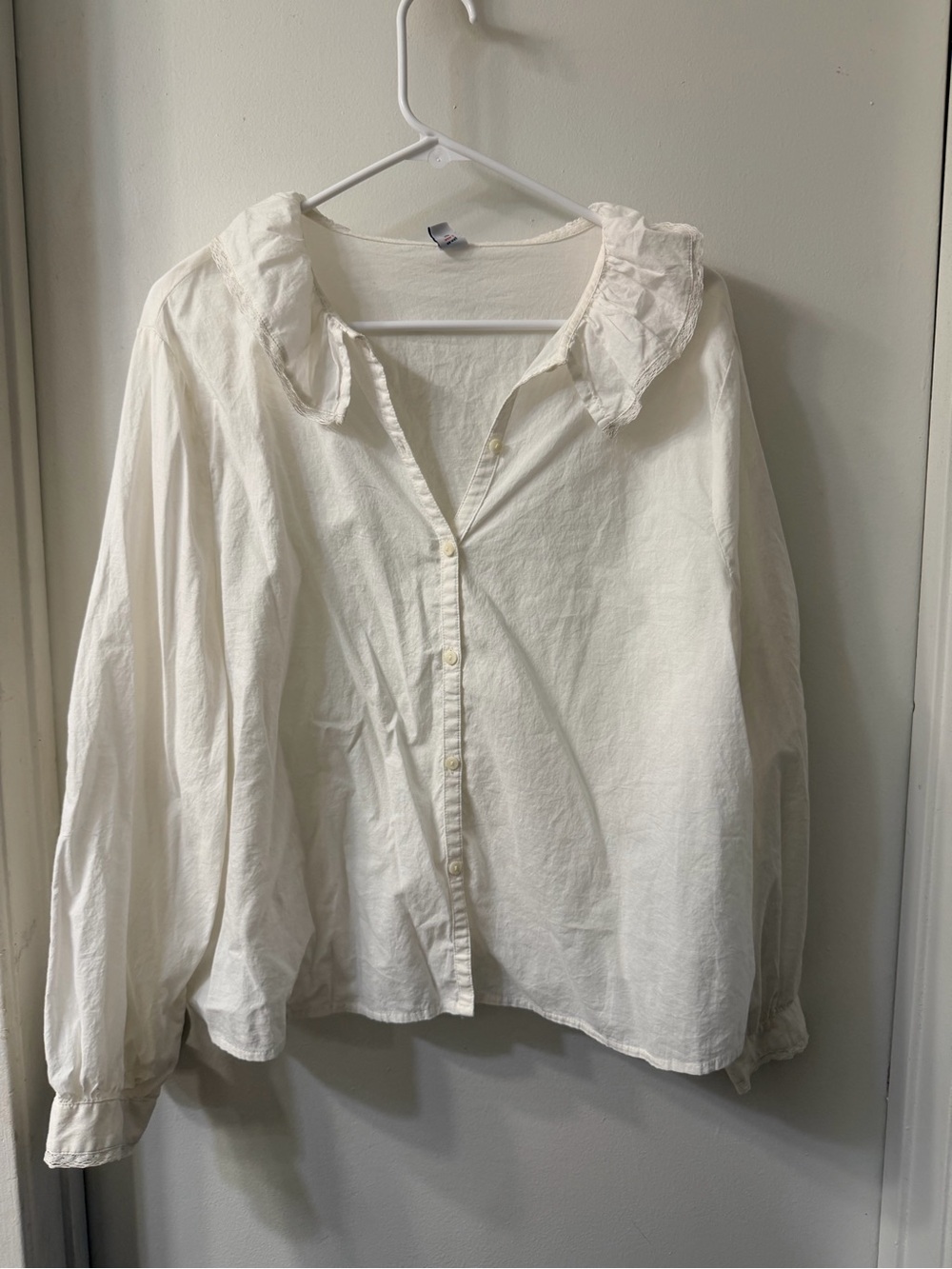 Old Navy Cream Ruffle Collar Button-Down Shirt